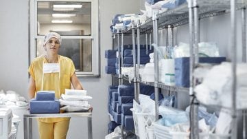 healthcare professional in supply room