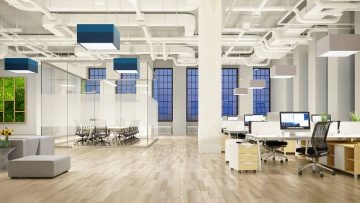 Open office collaboration with Shaper Sense acoustic lighting