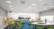 Elementary school room with UV-C germ disinfectant lighting