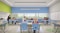 School room with UV-C germ disinfectant lighting